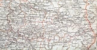 Карта Вятской губернии царской России, бумага, багет, к. 19 в., н. 20 в.
