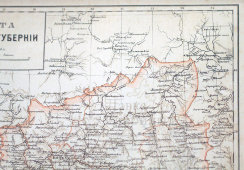 Карта Вятской губернии царской России, бумага, багет, к. 19 в., н. 20 в.