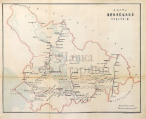 Старинная почтово-телеграфная карта Олонецкой губернии (Карелия), картографич. зав. П. Ф. Петш, Санкт-Петербург, 1900-е