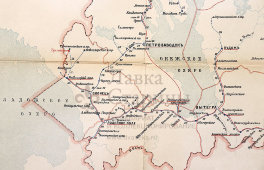 Старинная почтово-телеграфная карта Олонецкой губернии (Карелия), картографич. зав. П. Ф. Петш, Санкт-Петербург, 1900-е