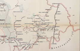 Старинная почтово-телеграфная карта Олонецкой губернии (Карелия), картографич. зав. П. Ф. Петш, Санкт-Петербург, 1900-е