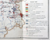 Старинная карта Акмолинской области с указанием участков проживания и хозяйственной деятельности, бумага, Россия, 1912 г.