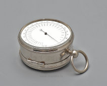 Старинный карманный раскладной анероидный барометр с компасом в кожаном футляре, Франция, 19 в.