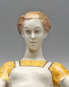 Авторская нетиражная статуэтка «Каменщица», скульптор Александрова-Рославлева В. В., фарфор, СССР, 1950-60 гг.