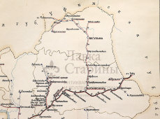 Старинная почтово-телеграфная карта Самарской губернии, картографич. зав. П. Ф. Петш, Санкт-Петербург, 1900-е