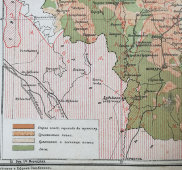 Старинная карта Калужской губернии Российской Империи, бумага, багет, н. 20 в.