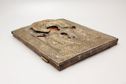 Икона Божией Матери в латунном окладе «Знамение», Россия, нач. 20 в.