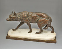 Антикварная бронзовая скульптура «Крадущийся волк», скульптор Чарльз Вальтон, Франция, кон. 19 в.