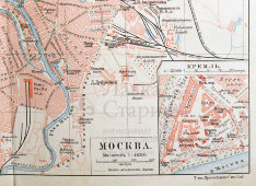Дореволюционный план города Москвы в раме, Тов-во Просвещение, Санкт-Петербург, 1900-е