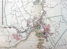 Старинная карта Приморской области с указанием участков проживания и хозяйственной деятельности, бумага, Россия, 1912 г.
