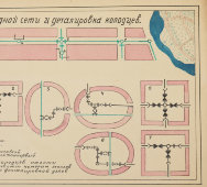 Схема водопроводной сети и деталировка колодцев, бумага, СССР, 1950-60 гг.