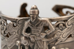 Старинный серебрянный подстаканник «Степан Разин», Россия, конец 19 века, серебро 84 пробы