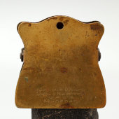 ​Рекламная прищепка «Требуйте пилы завода «Ньюбольдъ» (Ньюболд), Германия для России, начало 20 века​, металл​. 