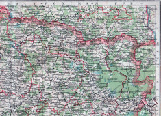 Старинная карта Владимирской губернии Российской империи, составитель Шокальский Ю. М., бумага, багет, 1911-16 гг.