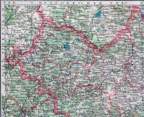 Старинная карта Владимирской губернии Российской империи, составитель Шокальский Ю. М., бумага, багет, 1911-16 гг.