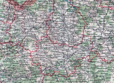 Старинная карта Владимирской губернии Российской империи, составитель Шокальский Ю. М., бумага, багет, 1911-16 гг.