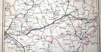 Карта Владимирской губернии Российской империи, бумага, багет, к. 19 в., н. 20 в.