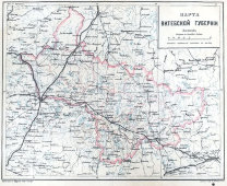 Старинная карта Витебской губернии, бумага, багет, Российская империя, н. 20 в.