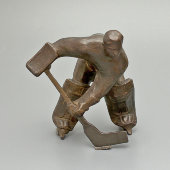 Советская спортивная скульптура «Хоккеист-вратарь», силумин, СССР, 1950-60 гг.