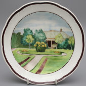 Глубокая тарелка с пейзажем, фарфор ИФЗ, роспись ГФЗ, 1920 г.