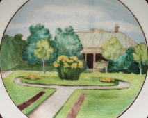 Глубокая тарелка с пейзажем, фарфор ИФЗ, роспись ГФЗ, 1920 г.