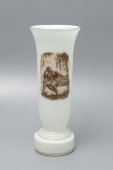 Настольная декоративная ваза «Пушкин лицеист», молочное стекло, ЛЗХС, 1950-е