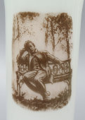 Настольная декоративная ваза «Пушкин лицеист», молочное стекло, ЛЗХС, 1950-е