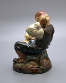 Керамическая статуэтка «Папа Карло с Буратино», Гжель
