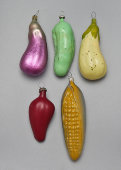 Набор советских ёлочных украшений «Овощной с огурцом», стекло, 1950-60 гг.