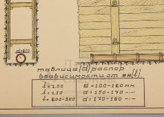 Схема сплошного горизонтального крепления в водоснабжении, бумага, СССР, 1950-60 гг.