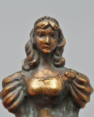 Старинный вызывной колокольчик «Дама со шкатулкой»​, бронза, Россия, 1-я пол. 20 в.