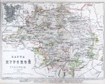 Карта Курской губернии России начала 20 в., бумага, багет