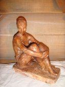 Скульптура «Сидящая девушка», СССР, 1950-60 гг., гипс