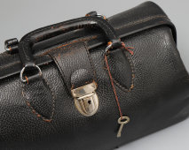 Винтажная черная докторская сумка, медицинский саквояж Kruse, натуральная кожа, США, 1-я пол. 20 в.