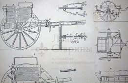 Старинная гравюра «Повозки военные»