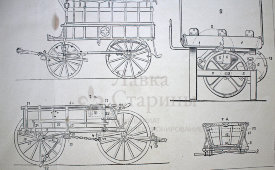 Старинная гравюра «Повозки военные»