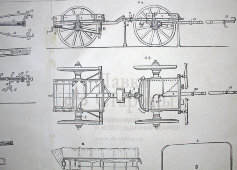 Старинная гравюра «Повозки военные»