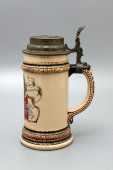 Старинная керамическая пивная кружка с крышкой «Gut heil», Германия, кон. 19, нач. 20 в.