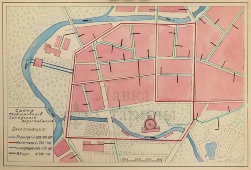 Схема трубопроводов городского водоснабжения, бумага, СССР, 1950-60 гг.