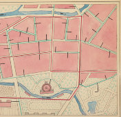 Схема трубопроводов городского водоснабжения, бумага, СССР, 1950-60 гг.