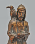 Старинный вызывной колокольчик «Монах с вороном»​, бронза, Россия, 1-я пол. 20 в.