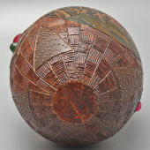 Антикварное пасхальное яйцо-шкатулка в русском стиле «Лесной пейзаж», дерево, роспись, инкрустация, Россия, кон. 19, нач. 20 вв.