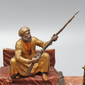 Антикварный письменный прибор, чернильница «Араб с ружьем», венская бронза, фабрика Бергмана, кон. 19 в.