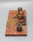 Антикварный письменный прибор, чернильница «Араб с ружьем», венская бронза, фабрика Бергмана, кон. 19 в.