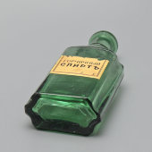 Старинный флакон из-под лекарства, бутылек с этикеткой «Горчичный спирт», стекло, Россия, до 1917 г.