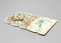 Старинная объемная открытка «Поздравляю! Дети с цветами», бумага, Россия до 1917 г.