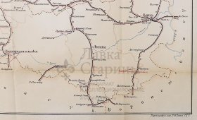 Старинная почтово-телеграфная карта Орловской губернии, картографич. зав. П. Ф. Петш, Санкт-Петербург, 1900-е
