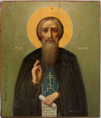 Старинная деревянная икона «Святой Иоанн Лествичник», Центральная Россия, 1890-е