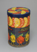 Круглая коробочка «Мармелад. Апельсинные и лимонные дольки», Фабрика «Ударница», Москва, 1960-е