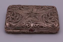 Портсигар сканевый со звездой, СССР, 1960-е гг., белый металл